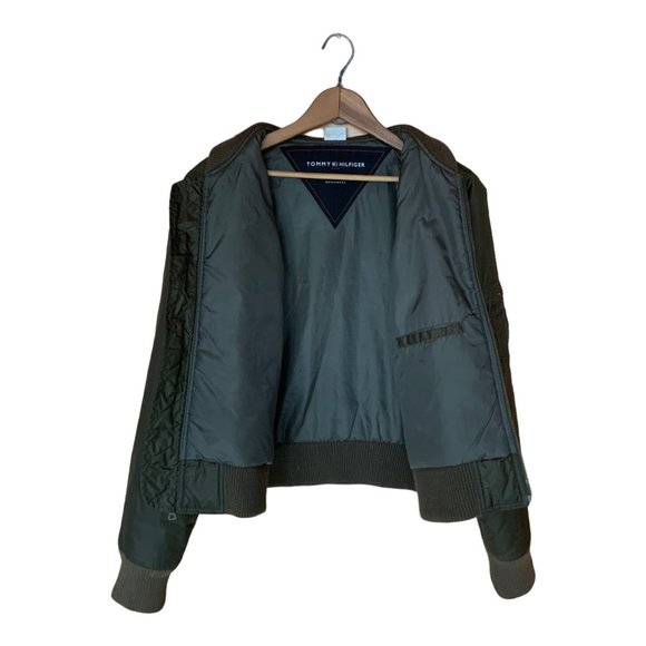 Tommy Hilfiger Women's Army Green Bomber Jacket \ Size M - Picture 4 of 9
